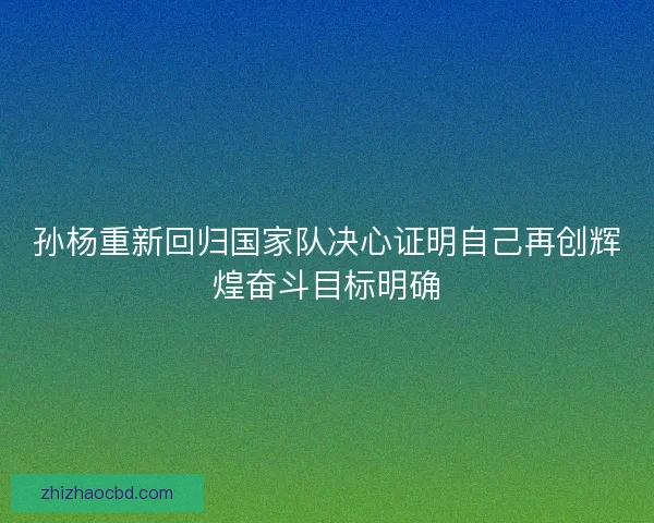 孙杨重新回归国家队决心证明自己再创辉煌奋斗目标明确